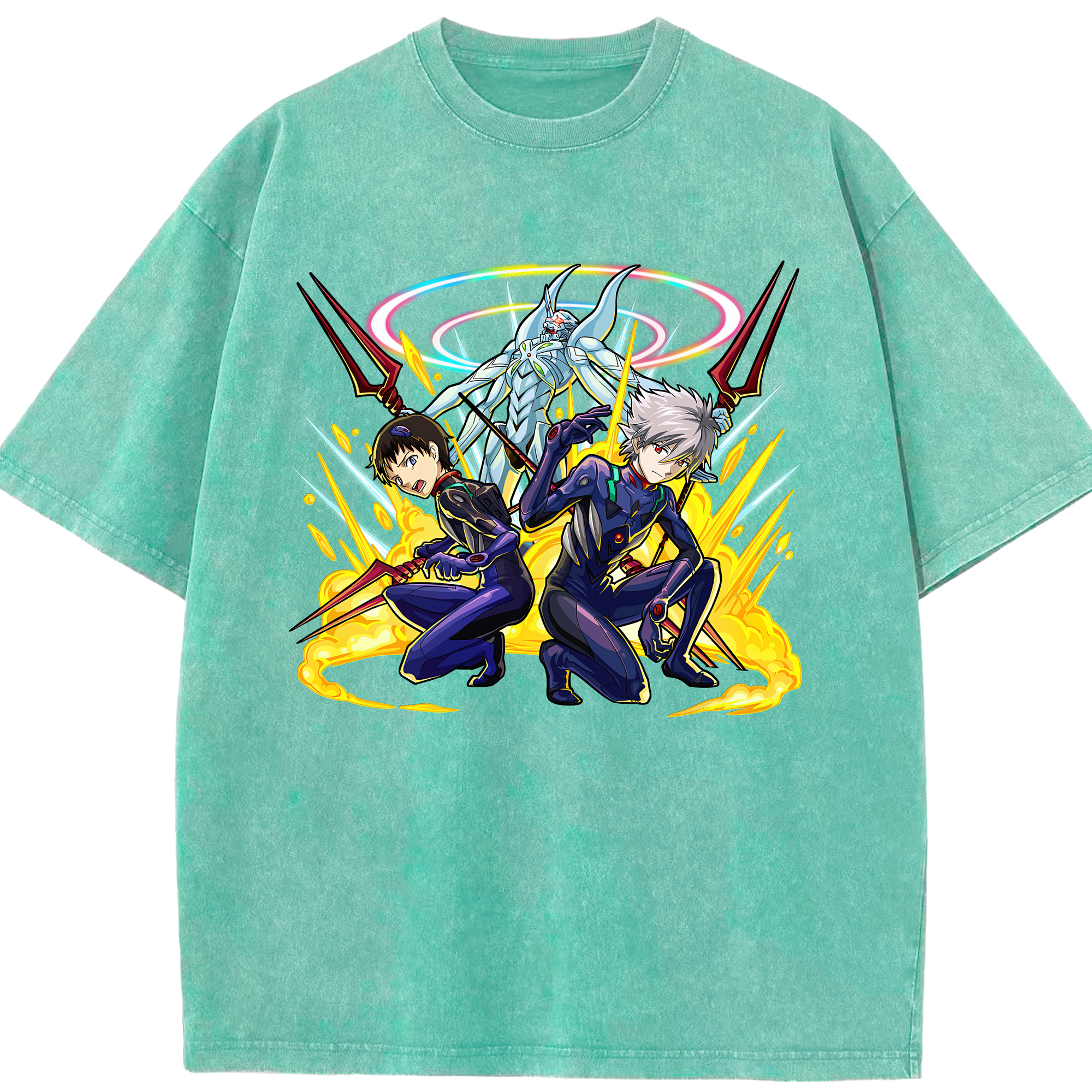 （画像用） EVA 新世紀エヴァンゲリオン 綿100% ヴィンテージ風 半袖Tシャツ（フロントプリント）